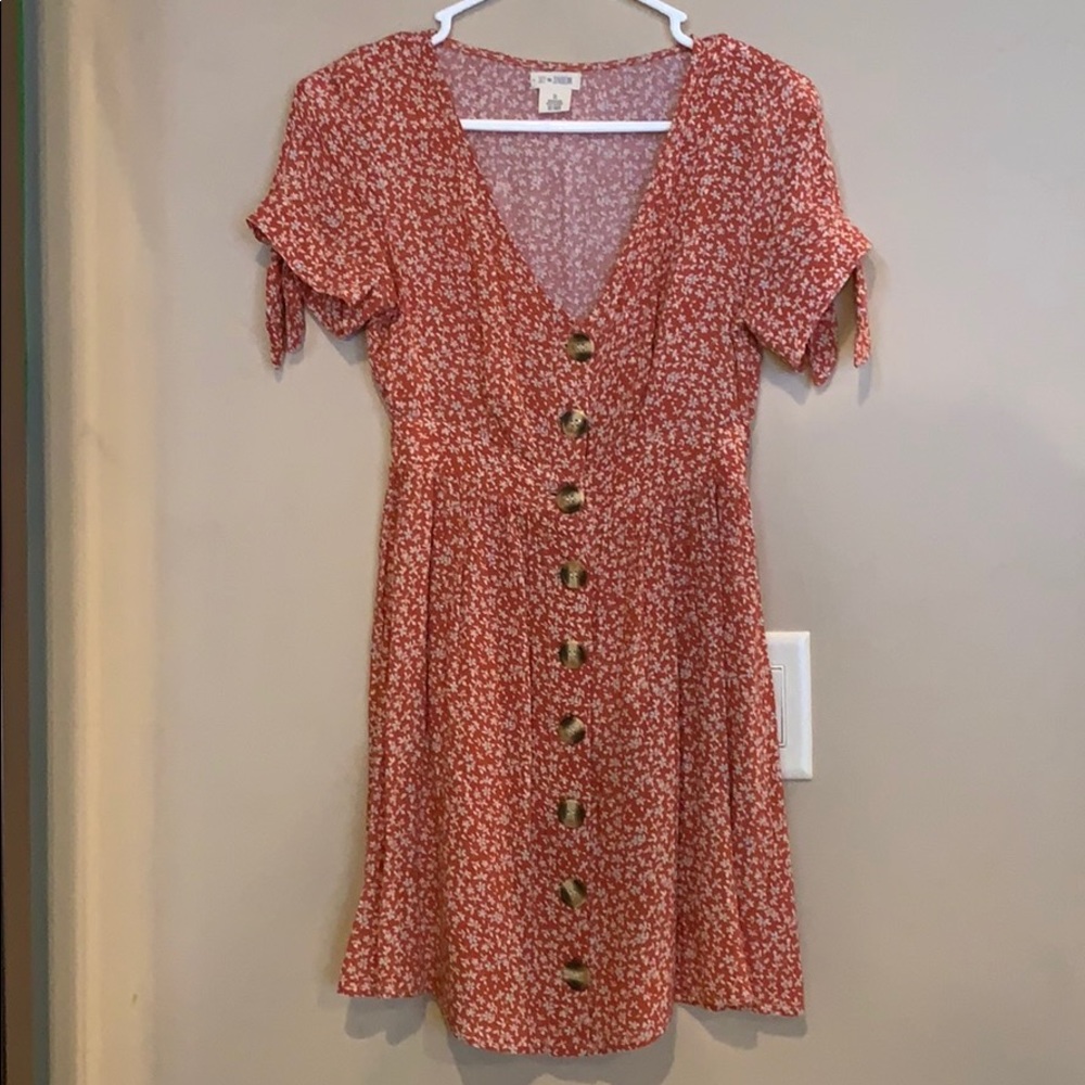 Button Up Coral Dress